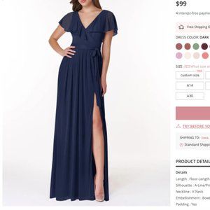 AZAZIE JAEL A-Line V-Neck Mesh Floor-Length Dress Dark Navy